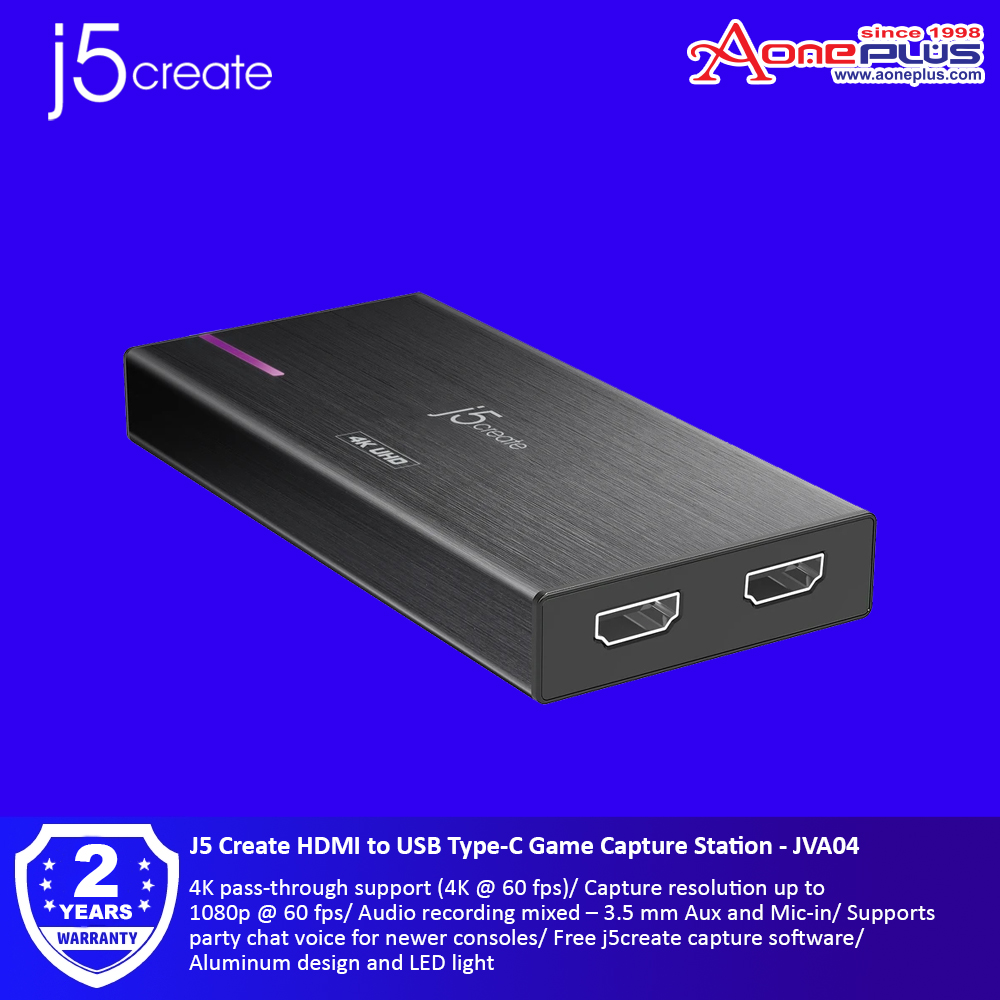 Foto Tanpa Merek J5Create JVA04 Game Capture Station 4K HDMI™ to USB